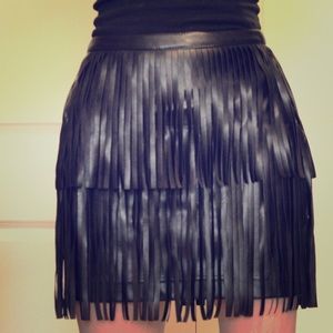 H&M Black Fringe Skirt